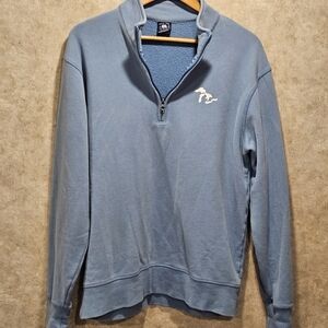 Outta Town M Light Blue 1/4 Zip Great Lakes Michigan Logo Long Sleeve Sweatshirt